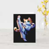 Kawaii Karate Kitty in Aktion Karte (Gelbe Blume)