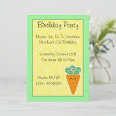 Kawaii Karotten-Geburtstags-Party Einladungen (Stehend Vorderseite)