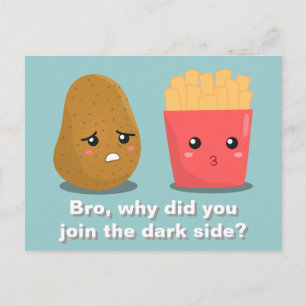 Kawaii Kartoffel und Pommes frites und die dunkle  Postkarte
