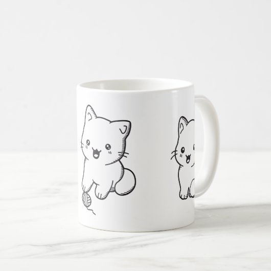 Kawaii Kätzchen Kaffeetasse (VorderseiteRechts)
