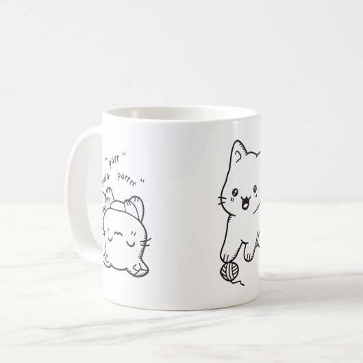 Kawaii Kätzchen Kaffeetasse (Vorderseite Links)