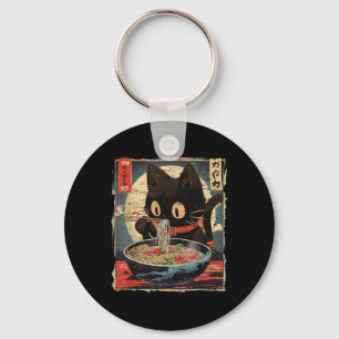 Kawaii-Katze, die Ramen-Nudeln isst, Vintage-Japan Schlüsselanhänger