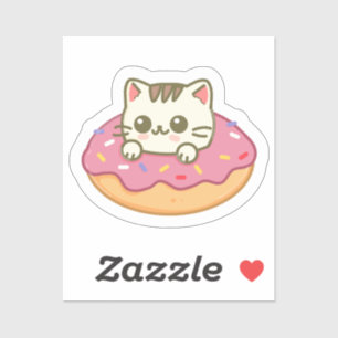 Kawaii-Katze-Donut-Rosa-Katzenliebhaber-Geschenk Aufkleber