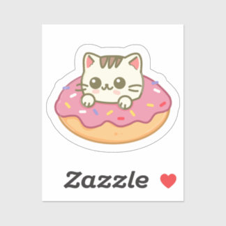 Kawaii-Katze-Donut-Rosa-Katzenliebhaber-Geschenk Aufkleber