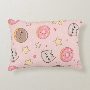 Kawaii-Katze-, Donut- und Sternmuster Dekokissen