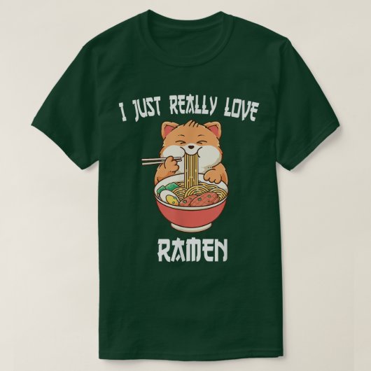Kawaii Katze fressen Ramen Japanisch Anime Noodles T-Shirt (Design vorne)