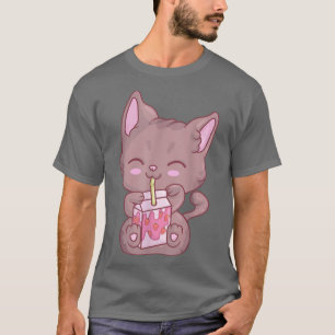 Kawaii Katze für Frauen Mädchen Anime Erdbeeren Mi T-Shirt