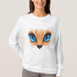 Kawaii-Katze Große Blaue Augen Süße Tierillustrati T-Shirt