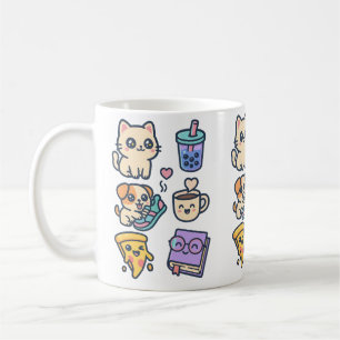 Kawaii Katze, Hunde und Lebensmittel Liebhaber Mug Kaffeetasse