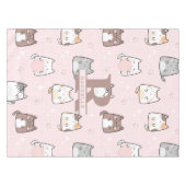 Kawaii Katze im rosa Hintergrund Tischdecke (Vorderseite (Horizontal))