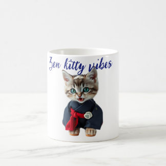 😻 Kawaii-Katze in blauem Kimono - Japanische Kuns Kaffeetasse
