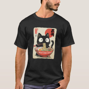 Kawaii-Katze isst Ramen-Nudeln Anime Mädchen Junge T-Shirt