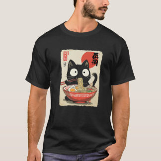Kawaii-Katze isst Ramen-Nudeln Anime Mädchen Junge T-Shirt