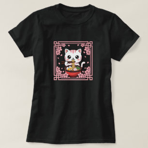 Kawaii-Katze isst Ramen-Nudeln japanische Anime T-Shirt