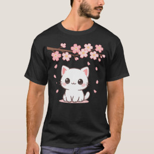 Kawaii Katze Kirschblüten Blumen Japan Anime T-Shirt