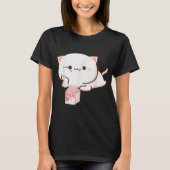 Kawaii-Katze mit Erdbeermilch T-Shirt (Vorderseite)