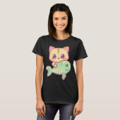 Kawaii-Katze mit Fisch T-Shirt (Vorne ganz)