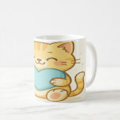 Kawaii Katze mit Herz Kaffeetasse (VorderseiteRechts)