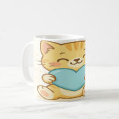 Kawaii Katze mit Herz Kaffeetasse (Vorderseite Links)