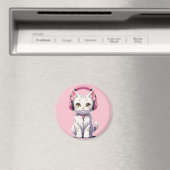 Kawaii Katze mit Kopfhörern Magnet (In Situ (Geschirrspüler))