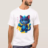 Kawaii Katze mit Kopfhörern T-Shirt (Vorderseite)