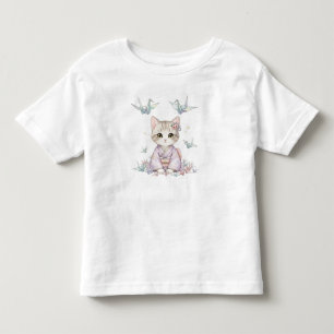 Kawaii-Katze mit Origami-Kranichen, von Natasha Us Kleinkind T-shirt