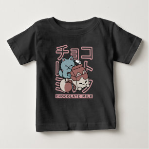 Kawaii-Katze mit Schokoladenmilch – Japanische Pop Baby T-shirt