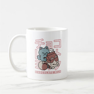 Kawaii-Katze mit Schokoladenmilch – Japanische Pop Kaffeetasse