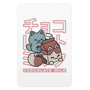 Kawaii-Katze mit Schokoladenmilch – Japanische Pop Magnet