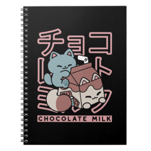 Kawaii-Katze mit Schokoladenmilch – Japanische Pop Notizblock
