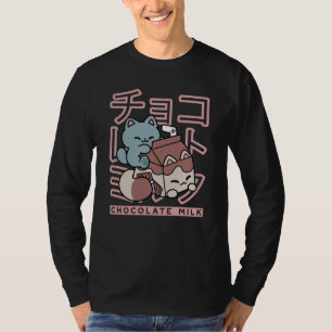Kawaii-Katze mit Schokoladenmilch – Japanische Pop T-Shirt