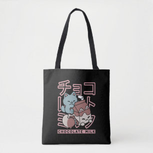 Kawaii-Katze mit Schokoladenmilch – Japanische Pop Tasche