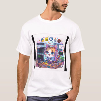 Kawaii-Katze-Programmierer-T-Shirt | Süße kodieren T-Shirt