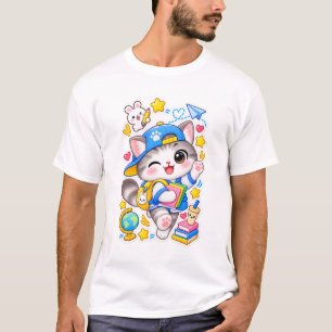 Kawaii-Katze-Schüler-Rückkehr-zur-Schule-T-Shirt T-Shirt