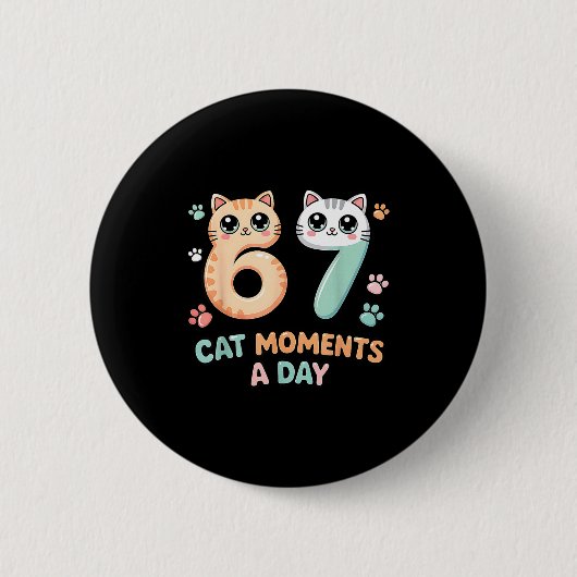 Kawaii-Katze sechs sieben Alpha Gen Slang 67 Katze Button (Vorderseite)