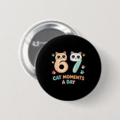 Kawaii-Katze sechs sieben Alpha Gen Slang 67 Katze Button (Vorne & Hinten)