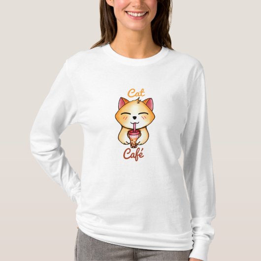 Kawaii Katze trinkt Boba Milk Tee (Vorderseite)