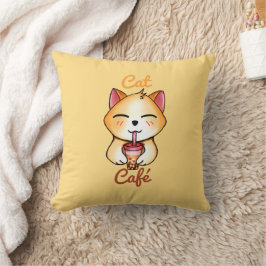 Kawaii Katze trinkt Boba Milk Tee Kissen