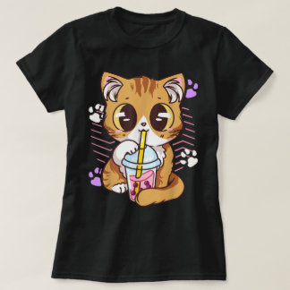 Kawaii-Katze trinkt Boba-Tee T-Shirt