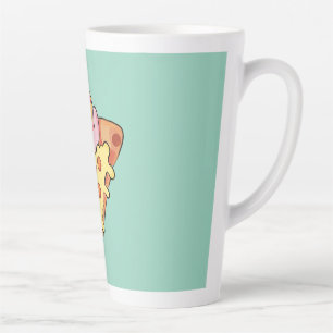 Kawaii-Katze-umarmt-Peperoni-Pizza-Cartoon Milchtasse