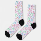 Kawaii-Katze und Blumenmuster Pastell Socken (Linkes Detail)
