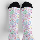 Kawaii-Katze und Blumenmuster Pastell Socken (Oben)