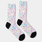Kawaii-Katze und Blumenmuster Pastell Socken (Rechts)