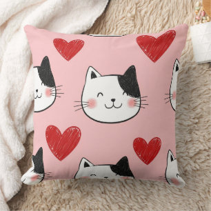 Kawaii-Katze und Herz-Valentinstagsmuster (10) Kissen