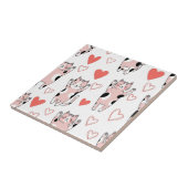 Kawaii-Katze und Herzen Valentinstag-Muster (8) Fliese (Seite)