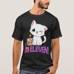 Kawaii Katze und Kuchen Geburtstagsgeschenk 11 Jah T-Shirt