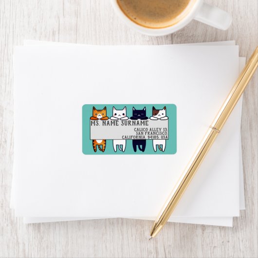 Kawaii-Katzen Adressaufkleber (Insitu)