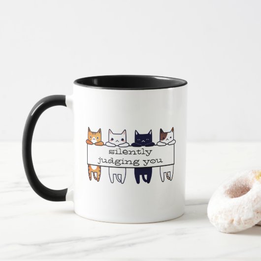Kawaii-Katzen hängen "still und still" Tasse (Mit Donut)