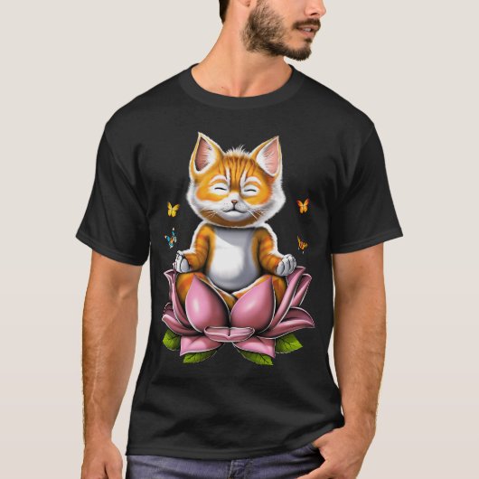 Kawaii-Katzen-Meditation T-Shirt (Vorderseite)