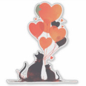 Kawaii Katzen mit Herz-Balloons Aufkleber (Vorderseite)